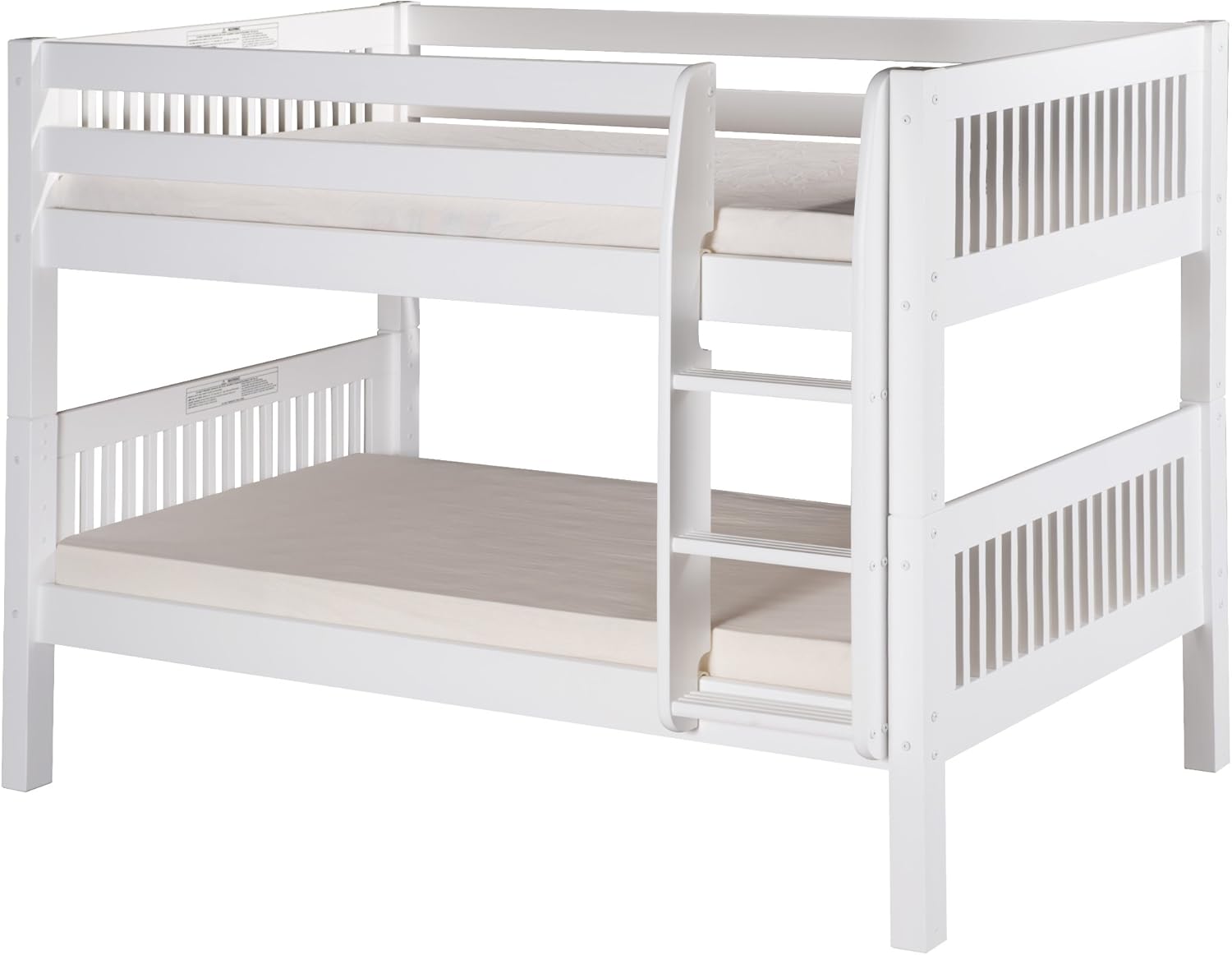 Camaflexi Mission Style Solid Wood Low Bunk Bed, Twin-Over-Twin, Side Attached Ladder, Cappuccino