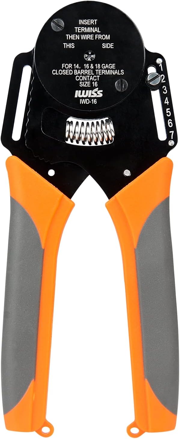 IWISS Closed Barrel Crimper 4 Way Indent,8 Impression Type for Deutsch Solid Contacts gage 14,16&18(IWD-16)