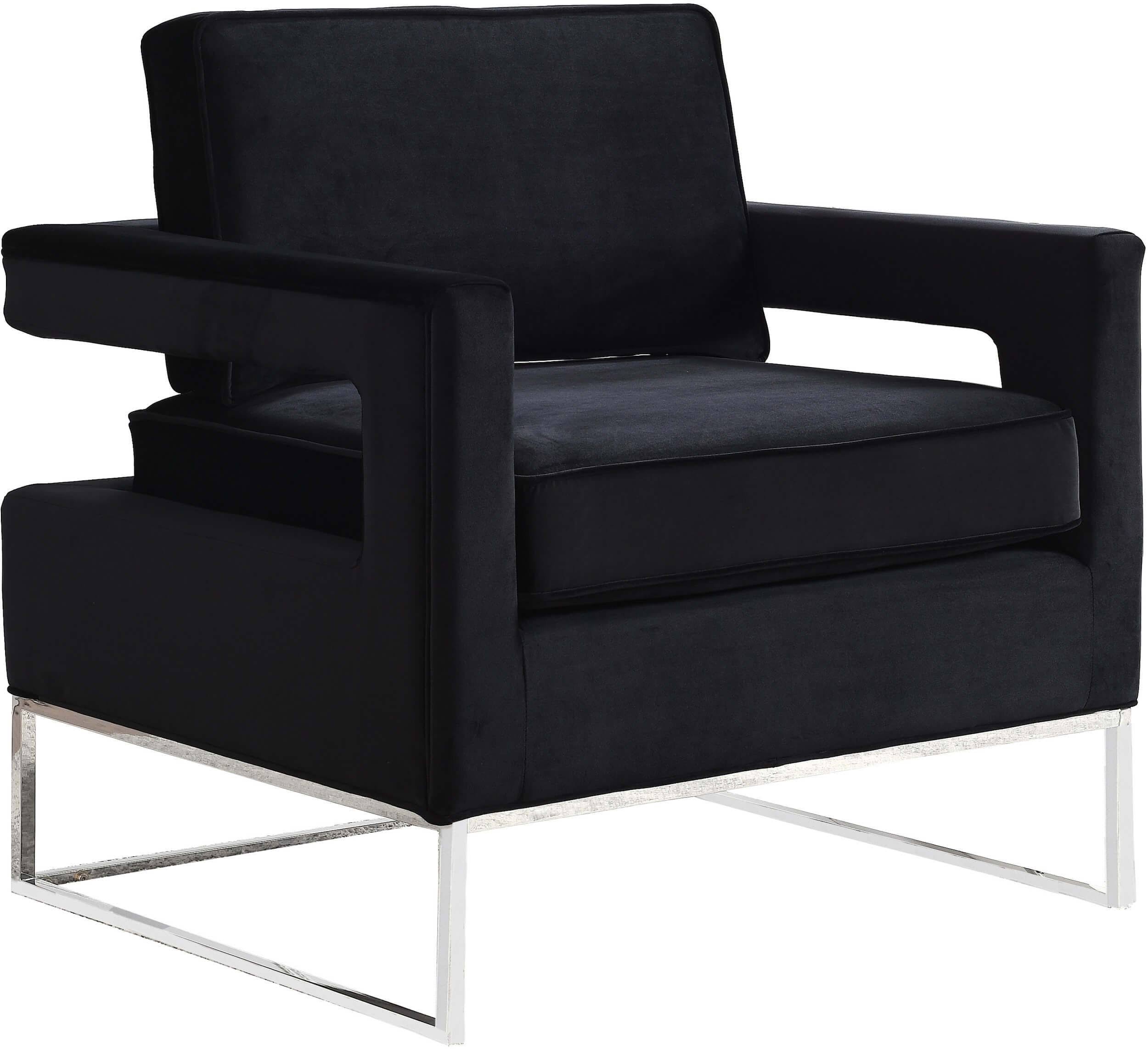 Meridian Noah Black Velvet Accent Chair