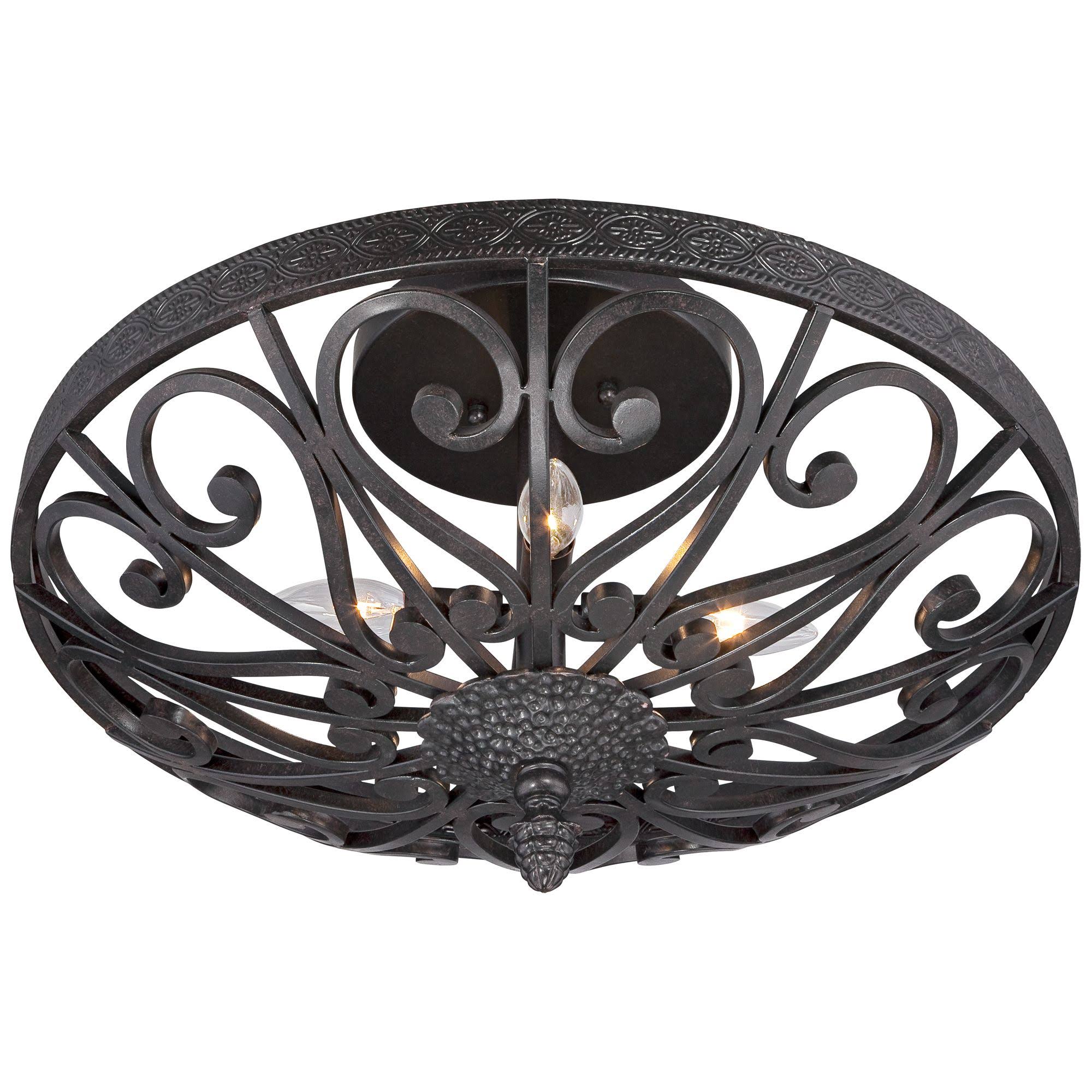 Kathy Ireland La Romantica Black Iron Ceiling Light, Brown