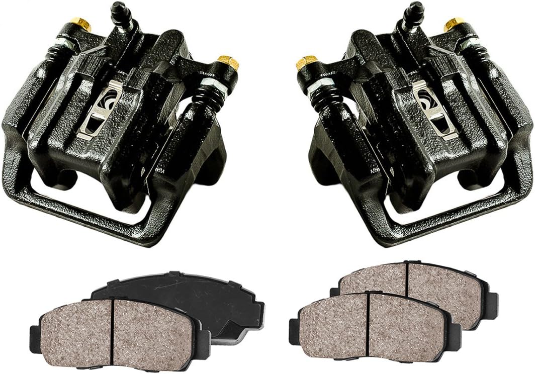Callahan CCK02395 [2] REAR Performance Black Powder Coated Calipers + [4] Quiet Low Dust Ceramic Brake Pads