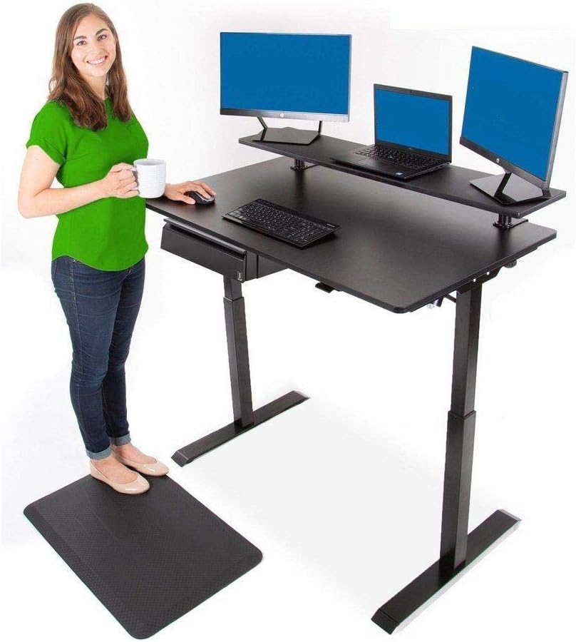 Stand Steady Tranzendesk Power 48 Inch Standing Desk Electric, Height Adjustable, Sit to Stand Up Workstation Quietly Go from Sitting to Standing w/Easy Tap Lever (27.5 x 47.5 / Black)
