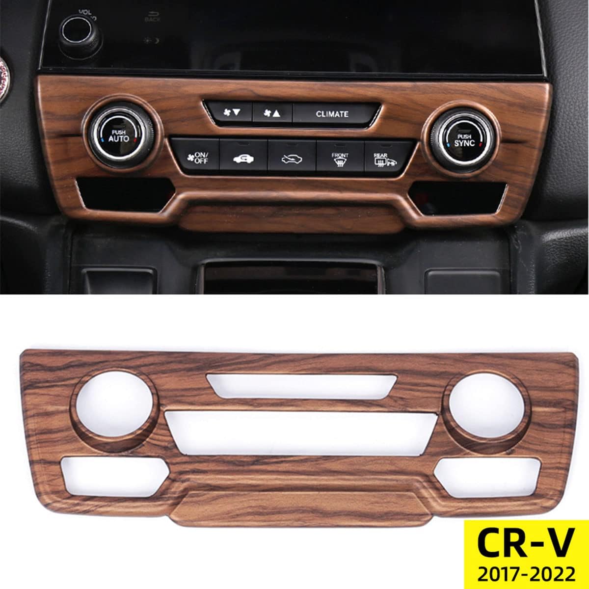 AOMSAZTO Air Conditioning Knob Climate Control Module Panel Peach Wood Grain Center Console CD Panel Cover Trim Fit for Honda CRV CR-V EX EX-L Touring 2022 2021 2020 2019 2018 2017 Not Fit LX