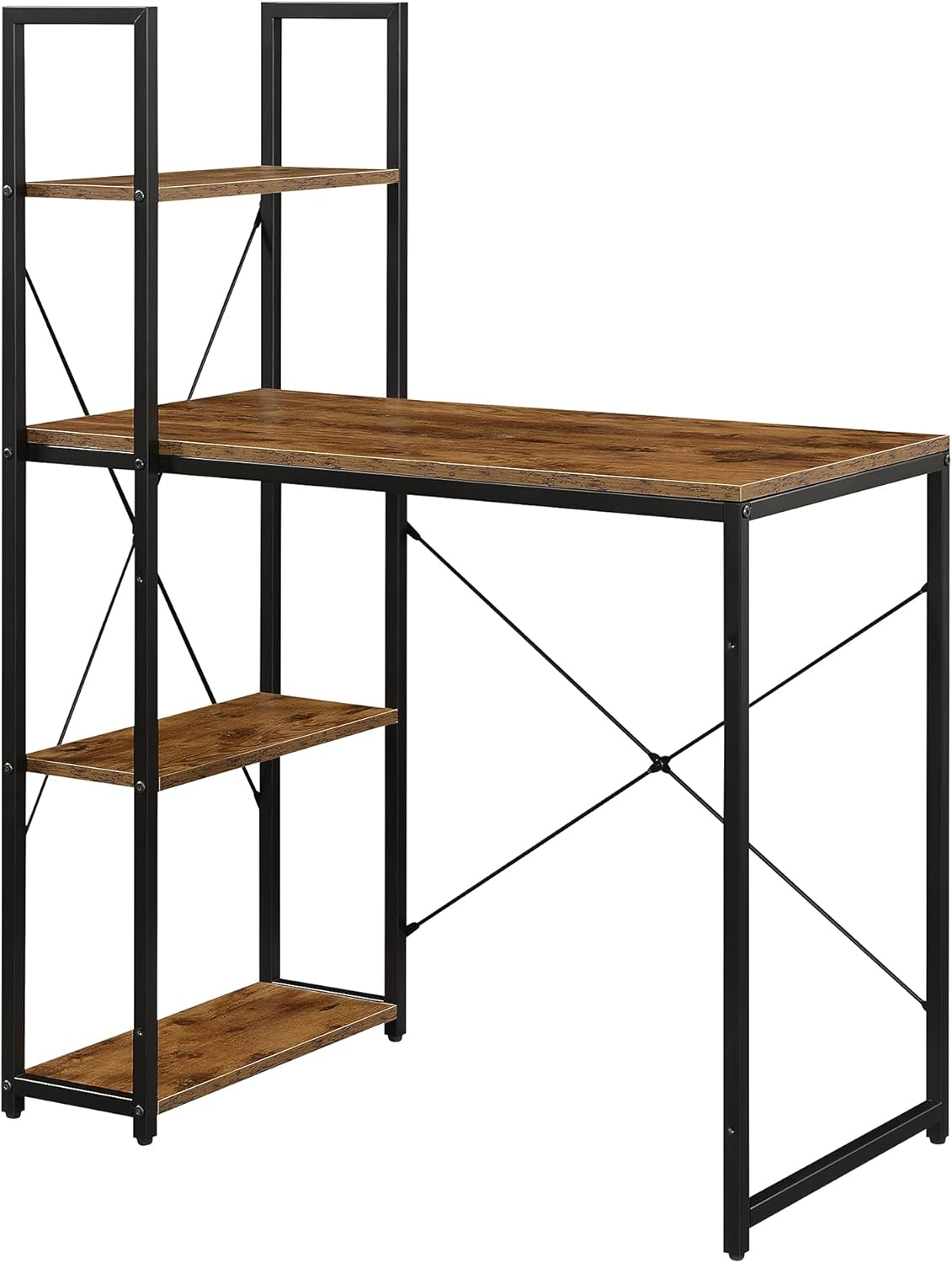 Convenience Concepts Designs2Go Office Workstation with Shelves, Charcoal Gray/Black