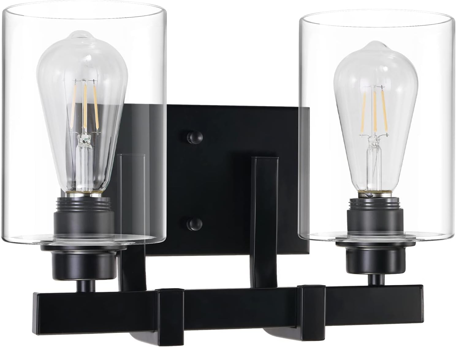 SineRise Black Vanity Lights, 3-Light Bathroom Vanity Light Fixture Over Mirror with Clear Glass Shades, Modern Industrial Bath Wall Mirror Lighting in Matte Black Finish