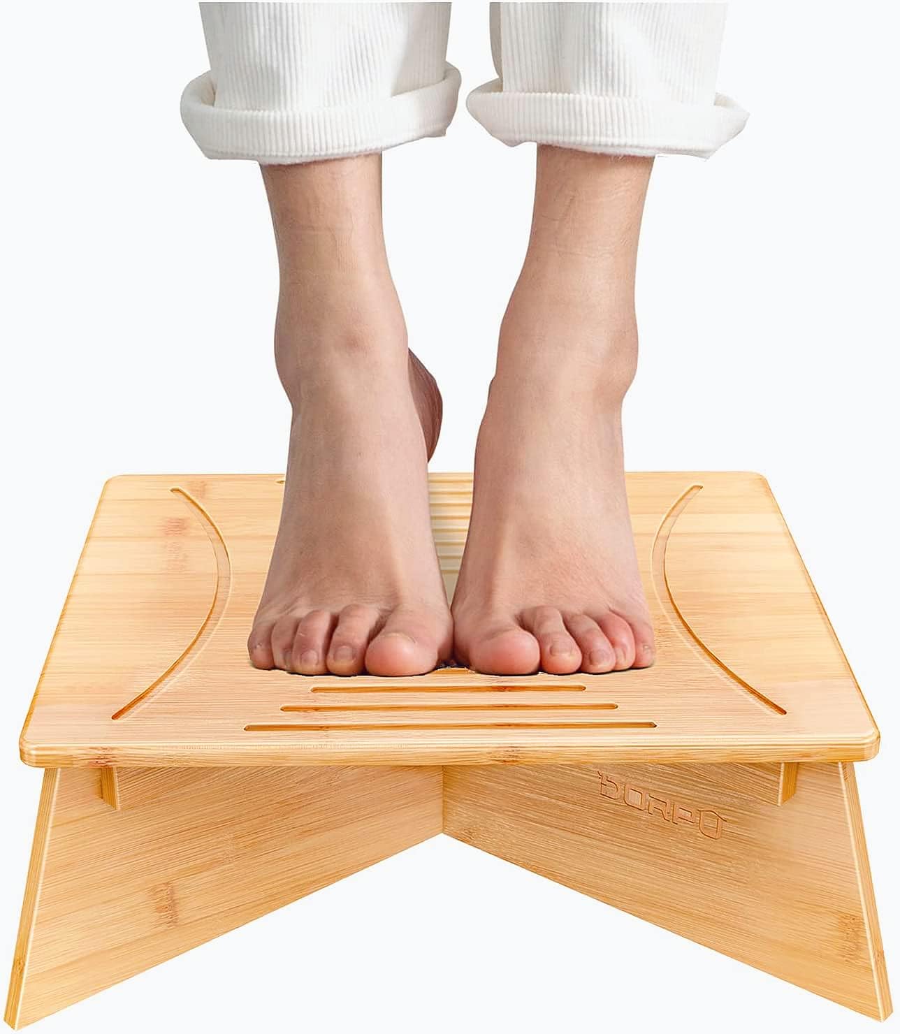 Large Surface Step Stool for Adults -DORPU Strong &Sturdy Wood Step Stool, Beautiful Anti-Slip Step Ladder for Kids Adults Elders for Kitchen & Bathroom