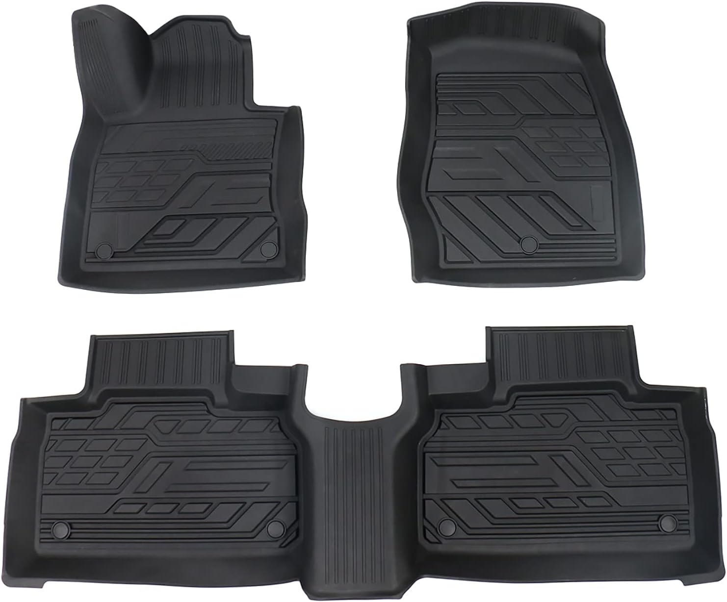 Floor Mats for Ford Explorer 2019 2020 2021,3D Design All Weather Floor Liners with 100% TPE Material .Include 1st and 2nd Row Front & Rear Black Car Liners.Ford Accessories