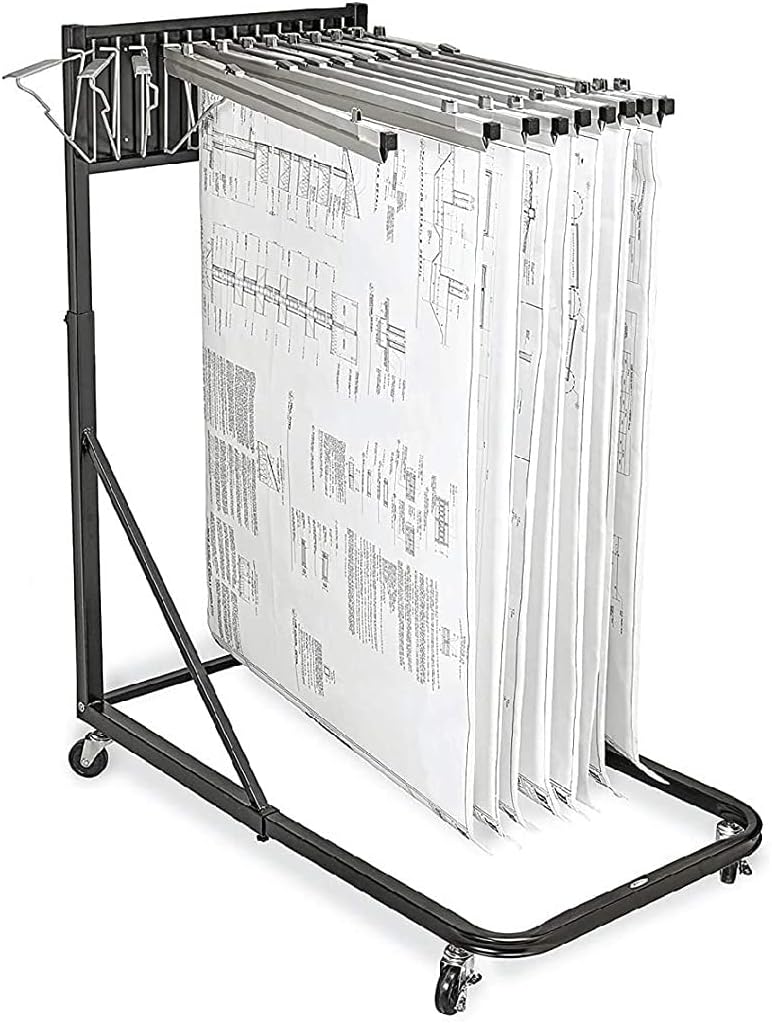 Adir Corp. Mobile Blueprint Storage - Vertical Poster Display Rack and Plans Holder - File Organizer Stand Organization and Storage for Home, Office (Black)