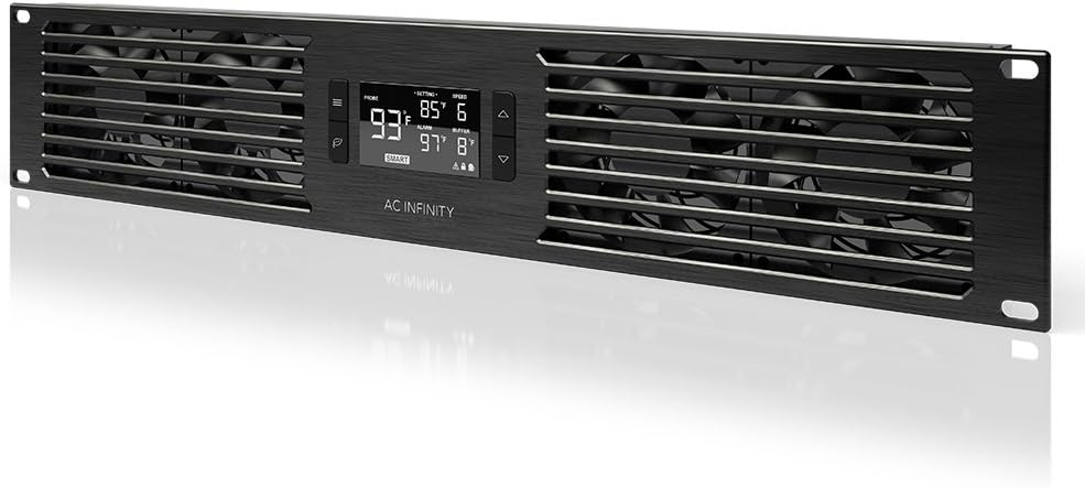 AC Infinity CLOUDPLATE T7-N, Rack Mount Fan Panel 2U, Intake Airflow, for Cooling AV, Home Theater, Network 19&rdquo; Racks