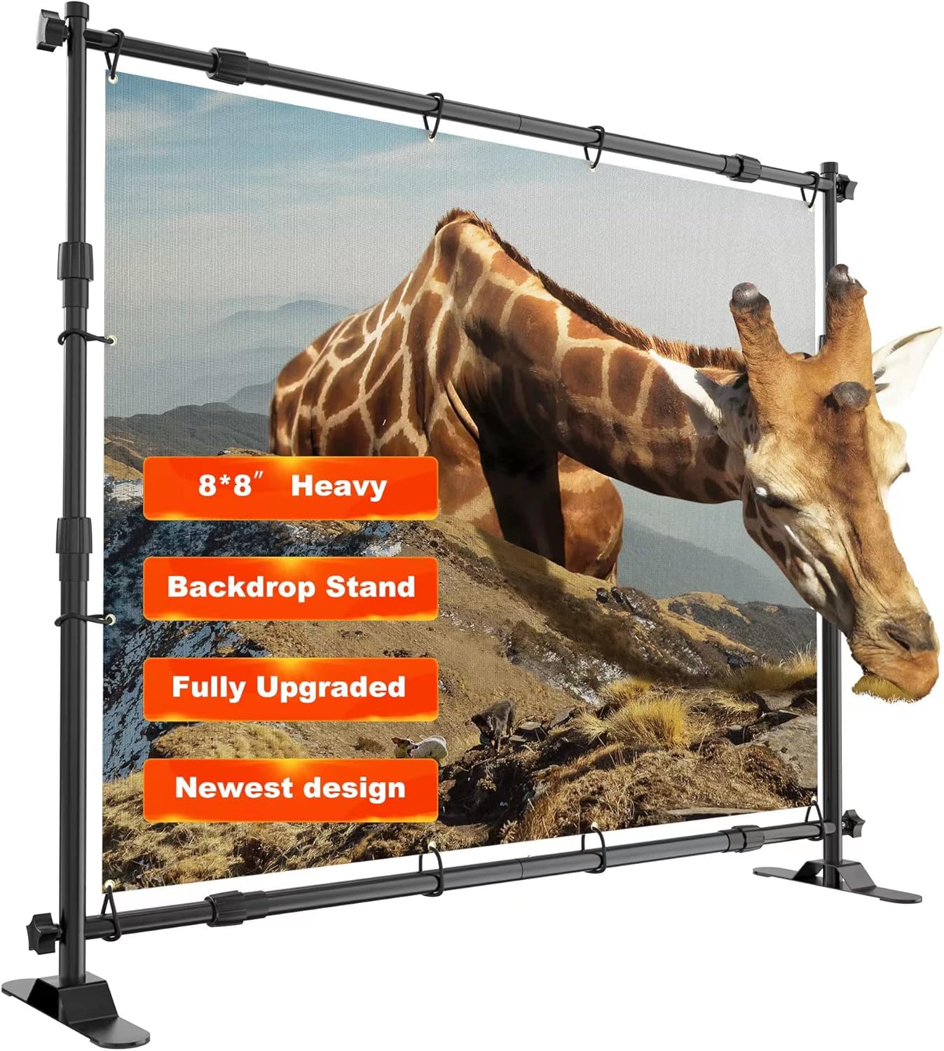 8&times;8ft Heavy Backdrop Banner Stand and Back Drop Adjustable Stand,Display Stand and Repeat Stand for Studio Backdrop and Screen Stand Photography,Carry Bag