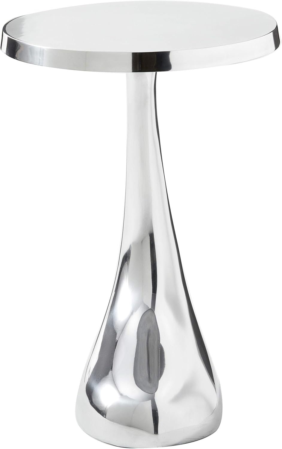 Modern Day Accents Recodo, Silver, Aluminum, Side, Home or Office, Curved Foot Leg, Table, Round Tabletop, 15