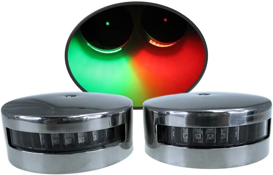 Pactrade Marine Horizontal SS304 Navigation Light LED Green Starboard Red Port Pack of 2