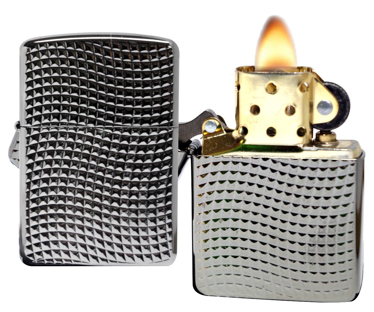 Zippo Lighter - Cross Wave Ridge High Polish Black Chrome