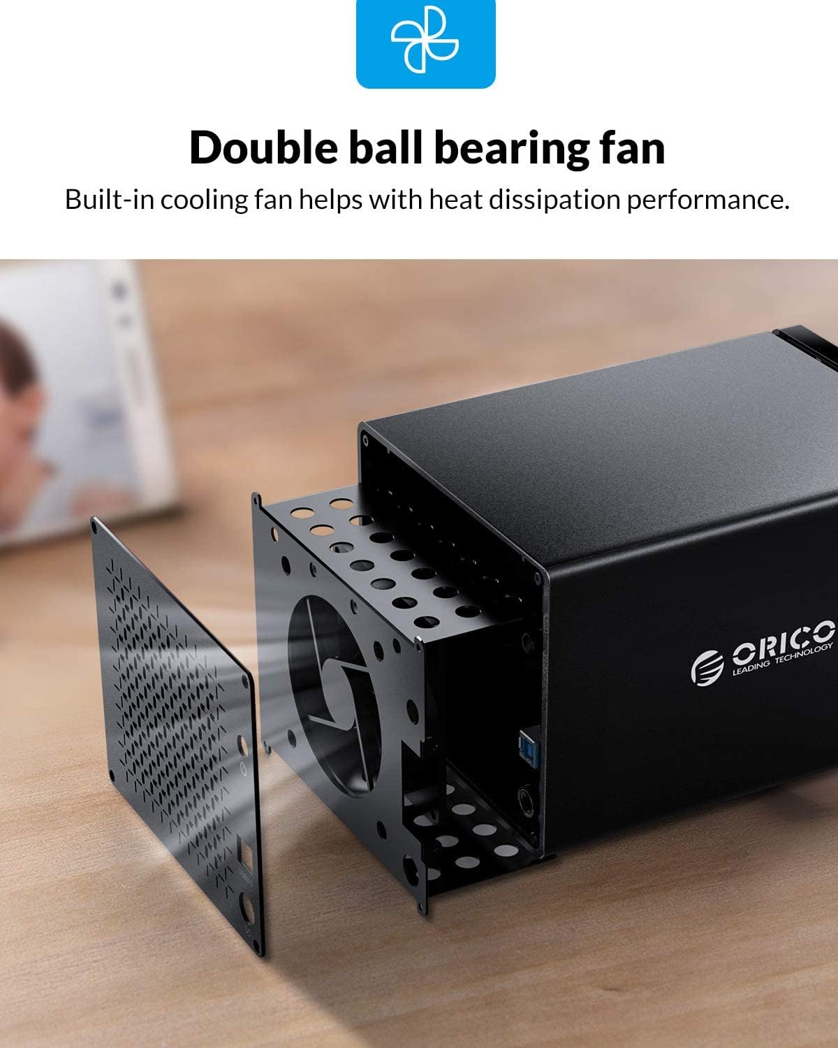 ORICO 5 Bay External Hard Drive Enclosure Magnetic Aluminum Type-C to SATA for 3.5inch HDD Tool Free Storage Case for Enterprise Data Backup and Expansion Up to 80TB(5X16TB) - NS500U3