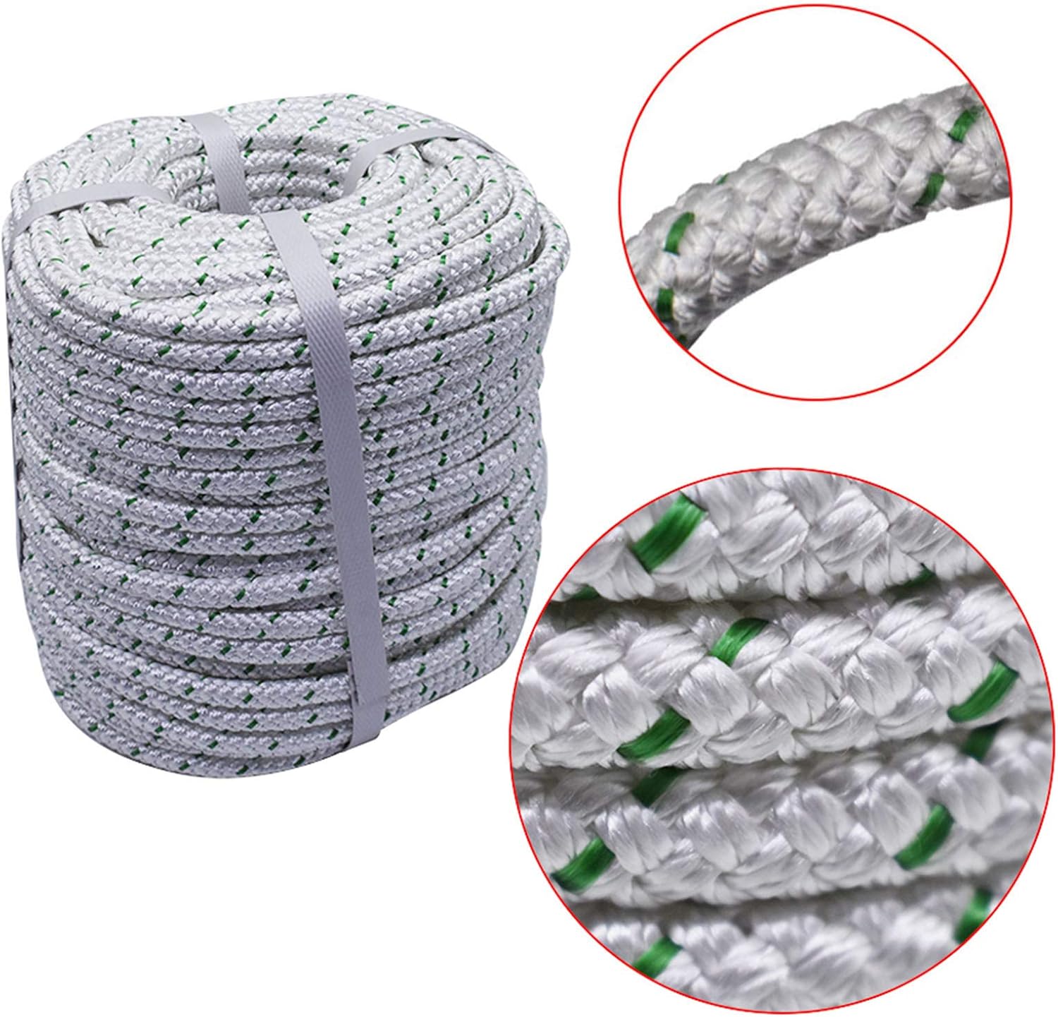 TINVHY 3/8 Inch x 100 Feet 4800Lbs Double Braid Polyester Rope Breaking Strength Strong Pulling Rope Pack of 2