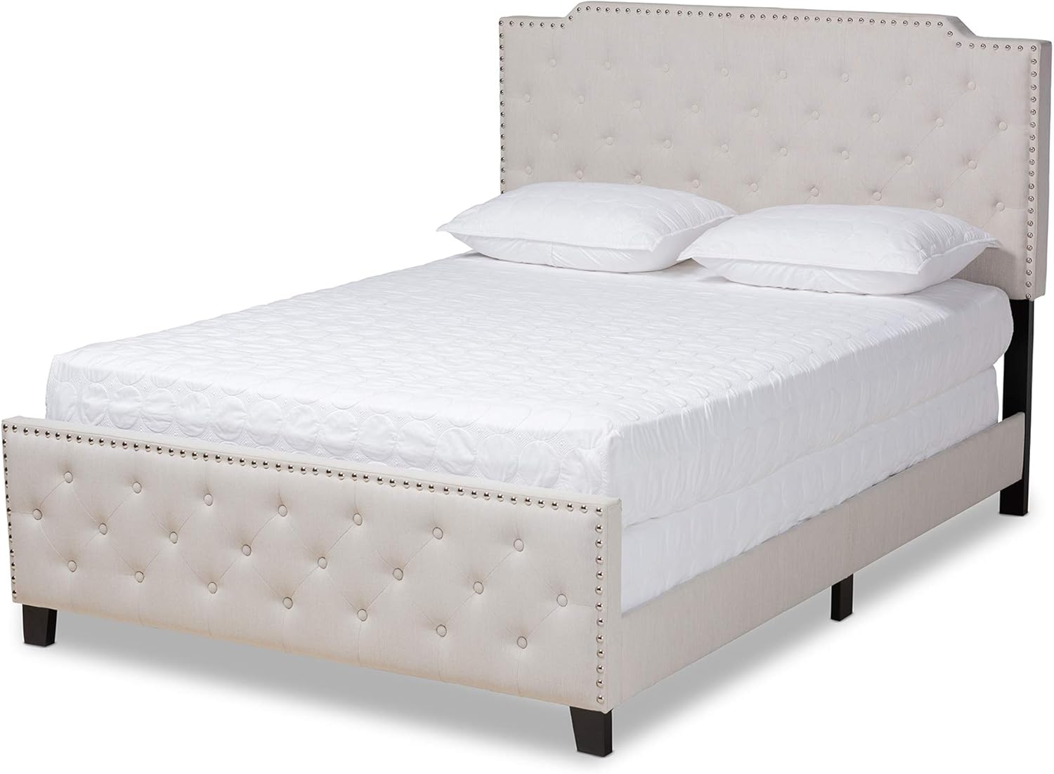 Baxton Studio Panel Bed, Full, Beige/Black