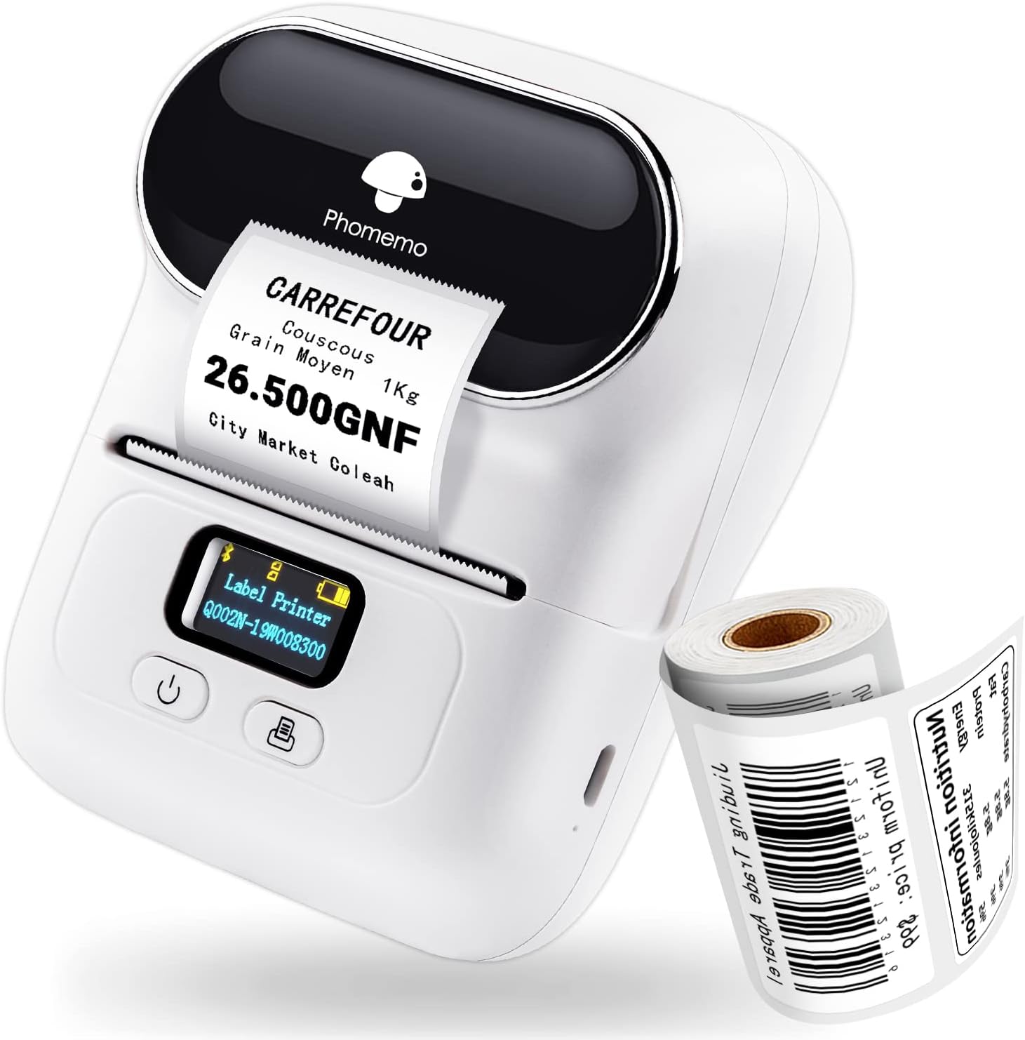 Phomemo M110 Label Printer - Pink Label Maker Mini Bluetooth Printer Apply to Labeling Logo, Cable, Retail, Barcode and More, Thermal Label Printer Compatible with Android & iOS, with 1 40×30mm Label Pack of 2