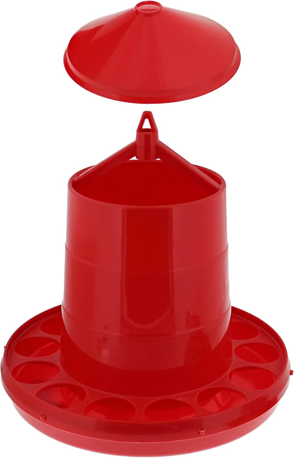 Rural365 Plastic Chicken Feeder, 4lbs -Red Feed Container Automatic Poultry Quail Feeder Gravity Chick Feed Dispenser Pack of 2