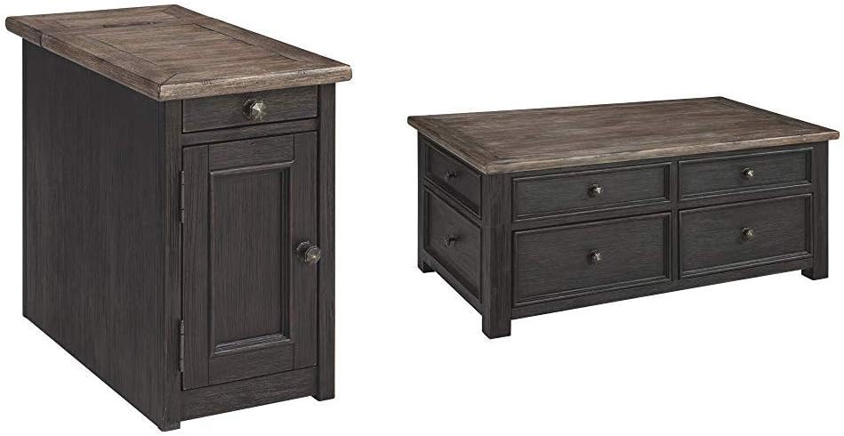 Signature Design by Ashley Tyler Creek Chair Side End Table Grayish Brown/Black & Signature Design by Ashley Tyler Creek Lift Top Cocktail Table Grayish Brown/Black