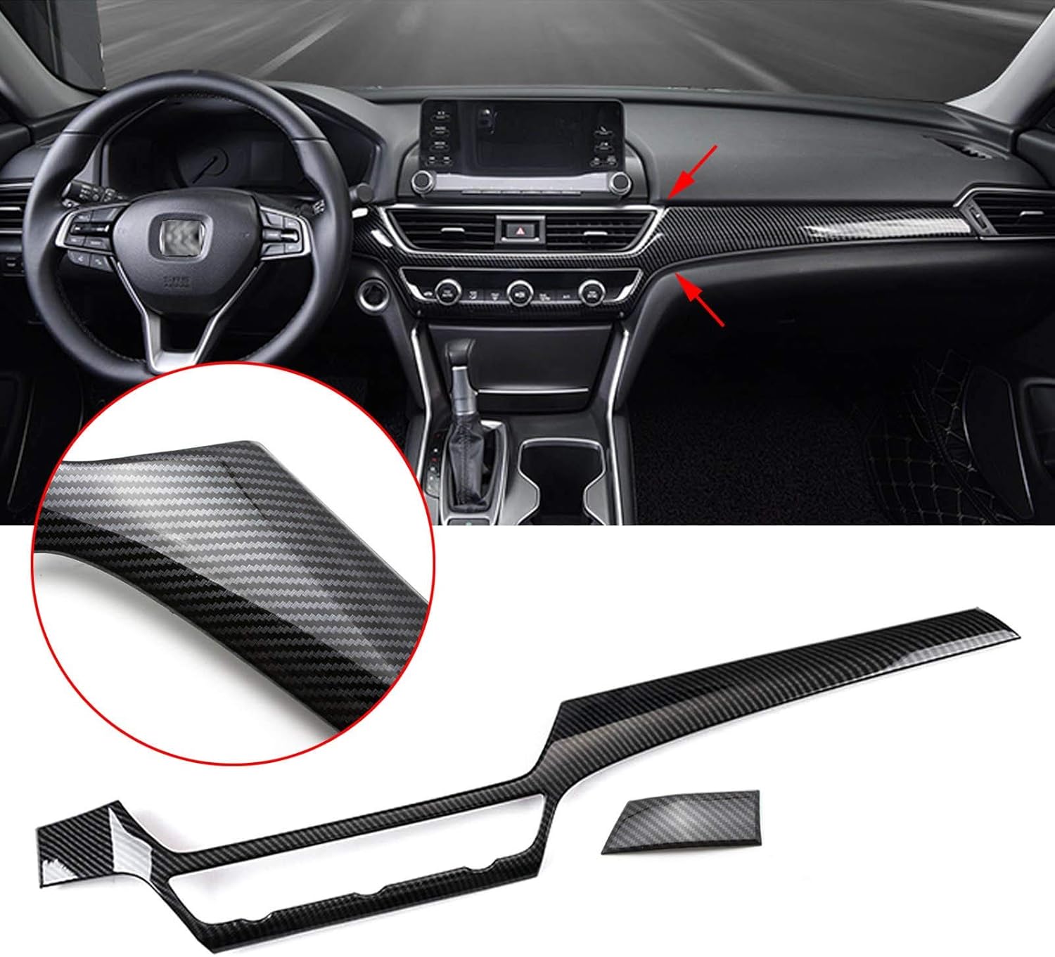 Xotic Tech 2pcs Car Middle Console Dashboard AC Switch Button Panel Cover Trim Carbon Fiber Pattern Compatible with Honda Accord 10th 2018-2022