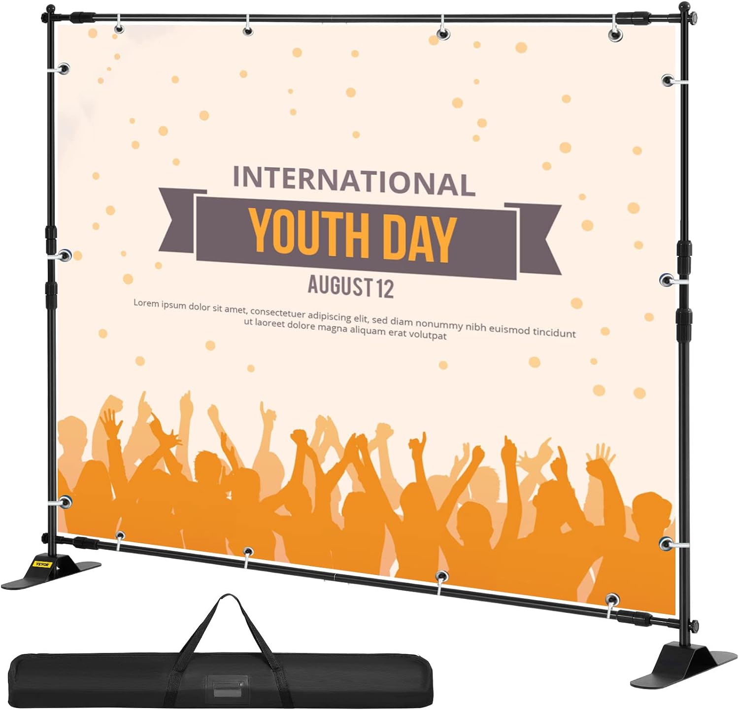 VEVOR 8 X 8 Ft Banner Stand Adjustable Height and Width Display Backdrop Lightweight Portable Trade Show Wall for Photography Pack of 2