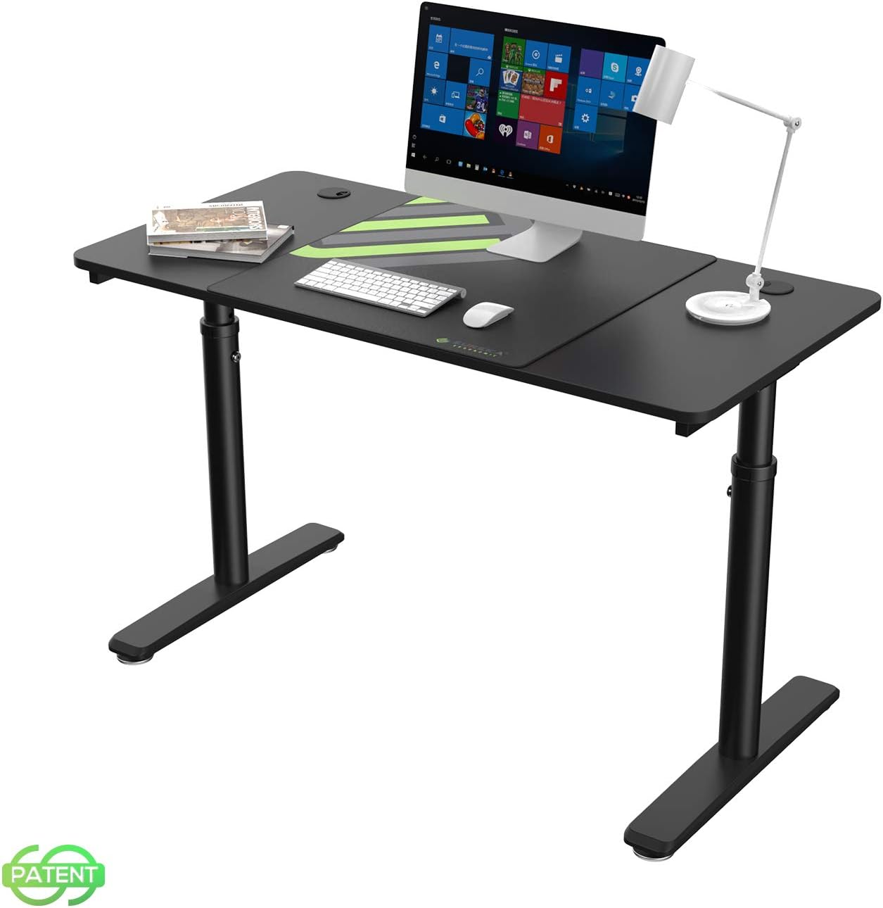 DESIGNA Height Adjustable Computer Desk, 60 Inch with Free Large Mousepad, Study Writing PC Laptop Table Workstation, Widen Space Office Home Gaming Desk Multi-Functional, Black