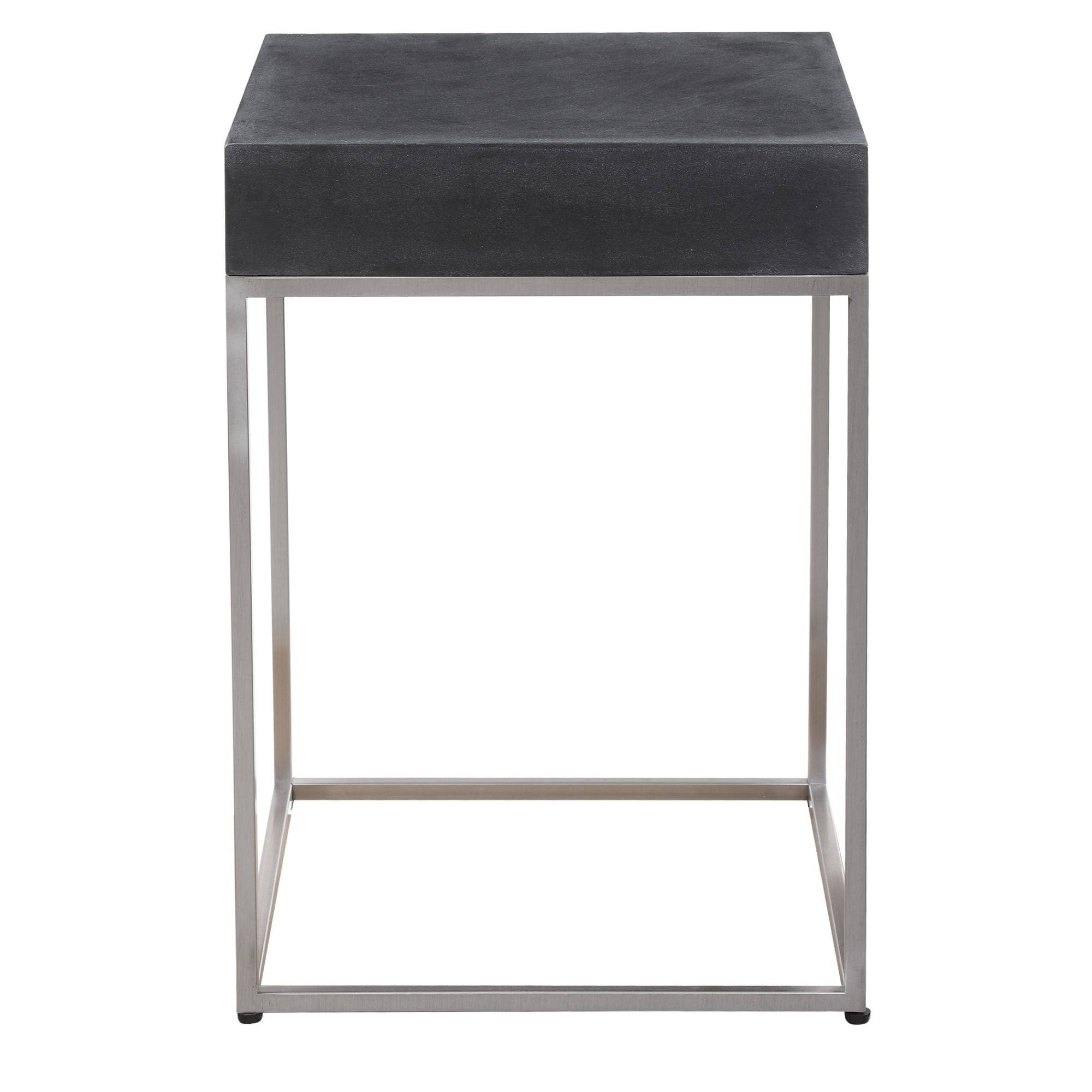 20x22 Black and Silver Rectangle Contemporary Accent Table