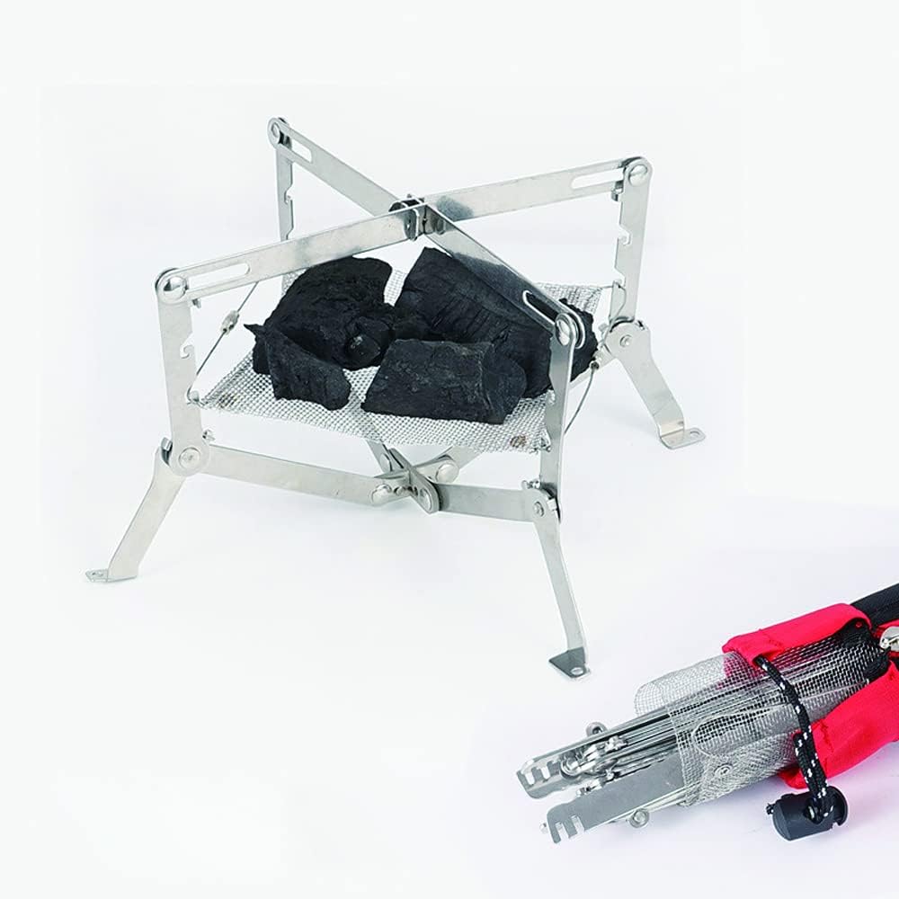 UASIO Outdoor campfire grill Stainless Steel Portable Mini camping Grill - foldable, with backpack, suitable for backpack hiking (Large)