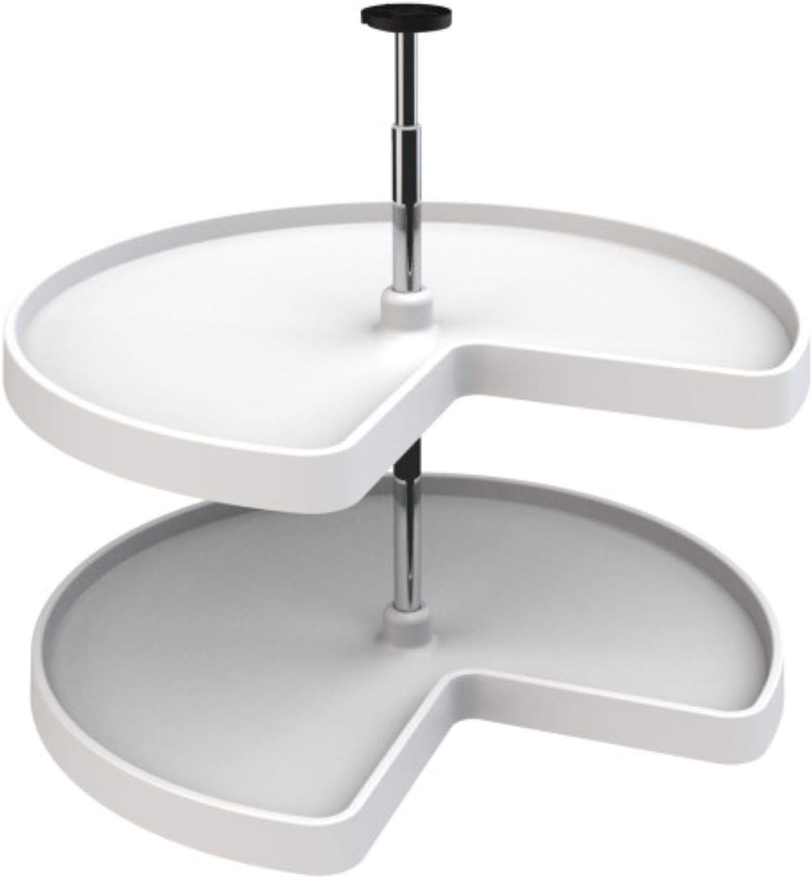 Rev-A-Shelf 3472-28-11-52 28 Inch White Polymer Kidney Shaped 2-Shelf Lazy Susan for Kitchen Corner Base Cabinets Pack of 2
