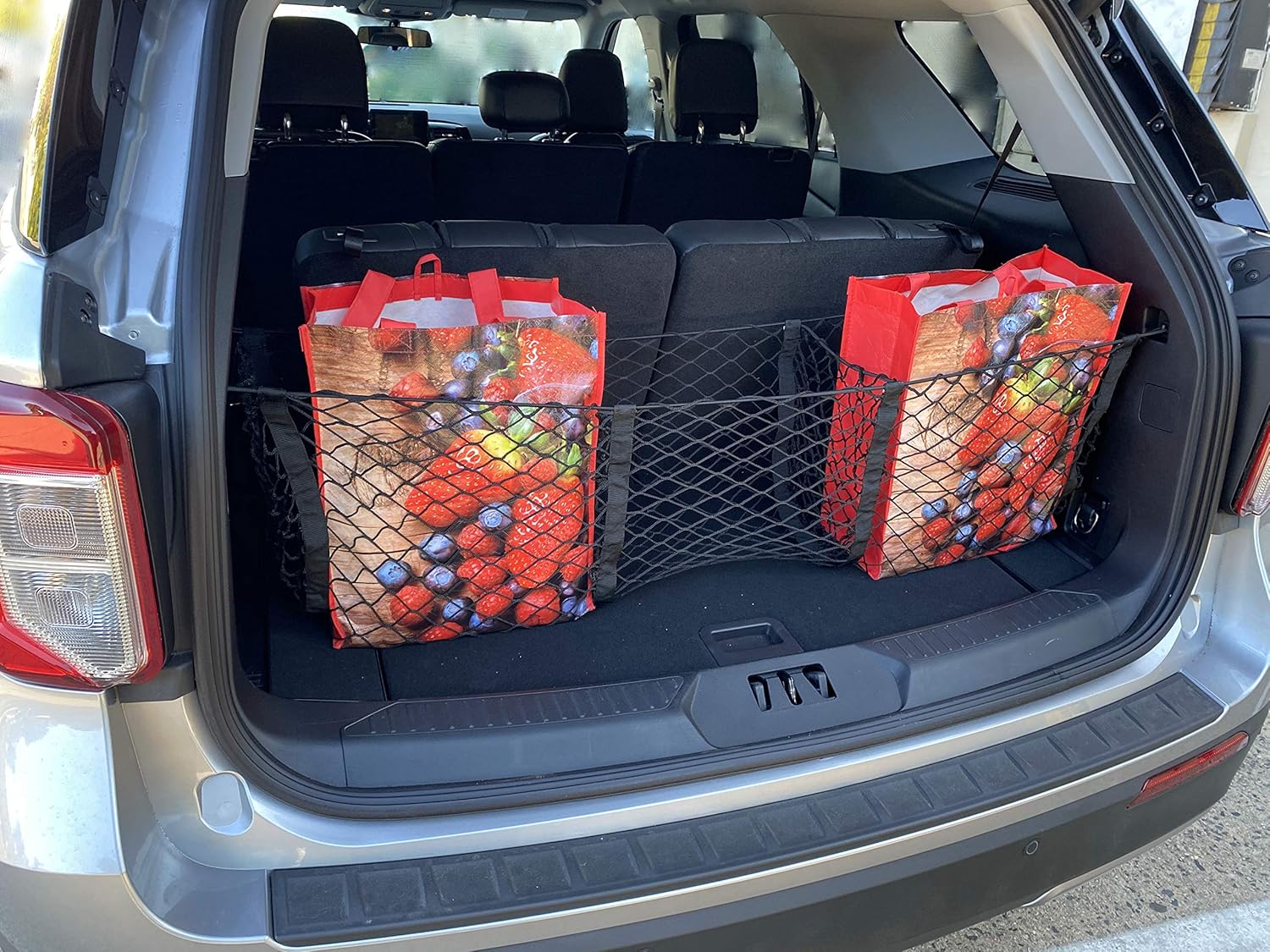 Envelope Style Trunk Cargo Net with 3 Pockets for Ford Explorer 2020 - 2022 - Car Accessories - Premium Trunk Organizers and Storage - Cargo Net for SUV - Vehicle Carrier Organizer for Ford Explorer