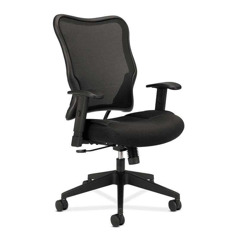 HON Wave Mesh High-Back Task Chair with Height-Adjustable Arms in Black - BSXVL702MM10