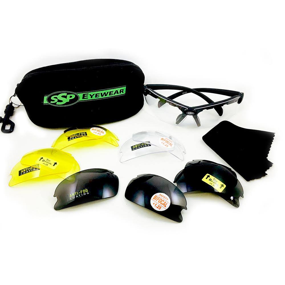 Top Focal Shooting Glasses Ultra Kit w/ 2.00 Magnification Black Frame 12 Amber Clear and Smoked