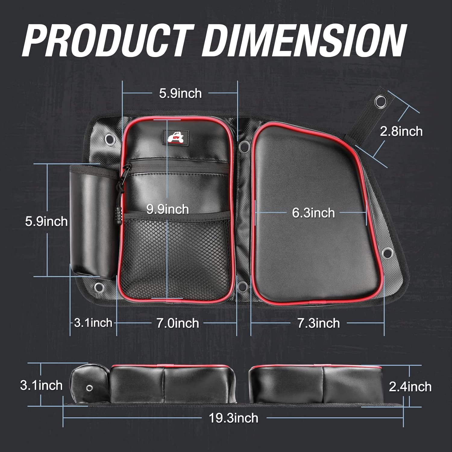 RZR Rear Door Bags with Knee Pad, ACEC SHOP RZR Storage Bags RZR Side Door Bags UTV Back Door Storage Bag w/Knee Pad RZR Accessories for 2014-2021 Polaris RZR XP Accessories