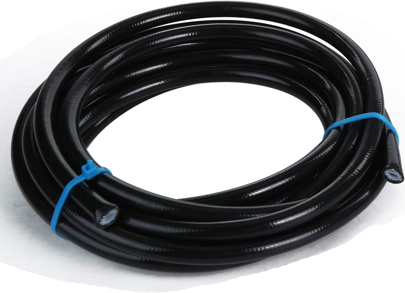 AC PERFORMANCE -3 AN Teflon PTFE Hose Stainless Steel Braided Black PVC Coated Cover Brake Hose for Brake, Power steering, Nitrous, Fuel and Hydraulic (10 feet, AN3, 1/8