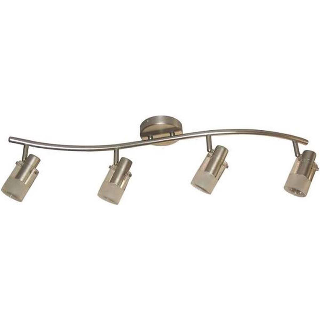 Hampton Bay 4-Light Brushed Steel Wave Bar Track Lighting Fixture with Cylinder Glass Shades EC340BA