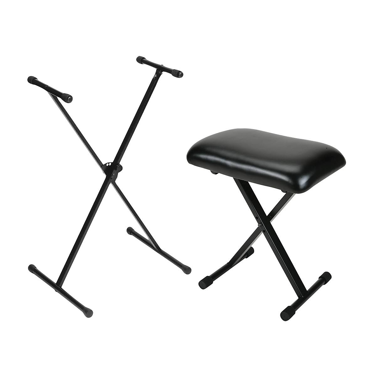 On-Stage Padded Keyboard Bench with Single-Braced Stand Combo