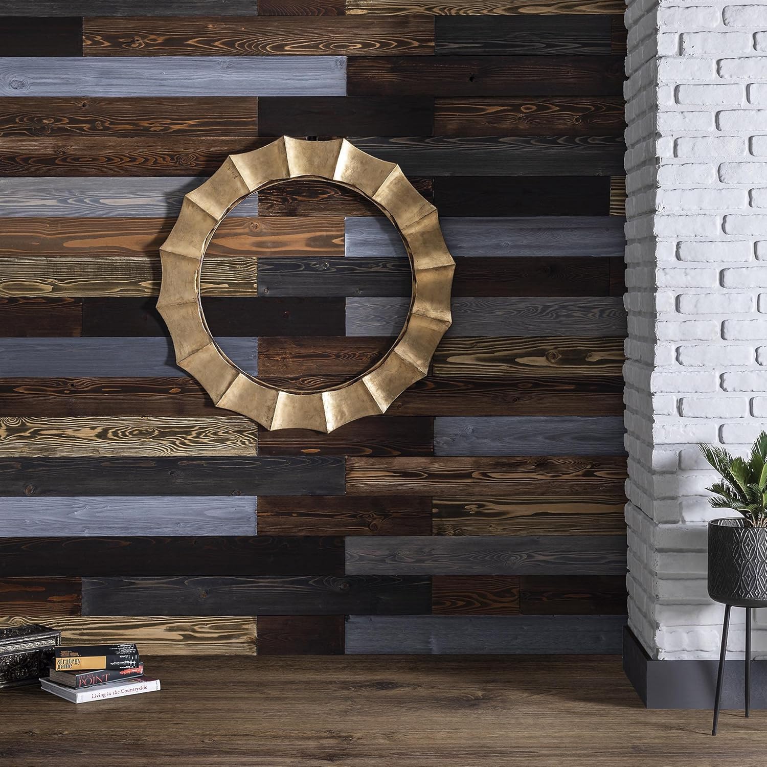 BoscoMondo Barn Wood Wall Planks, Rustic Solid Wood Panels, Accent Wall Decor, 22 Square feet Pack of 2