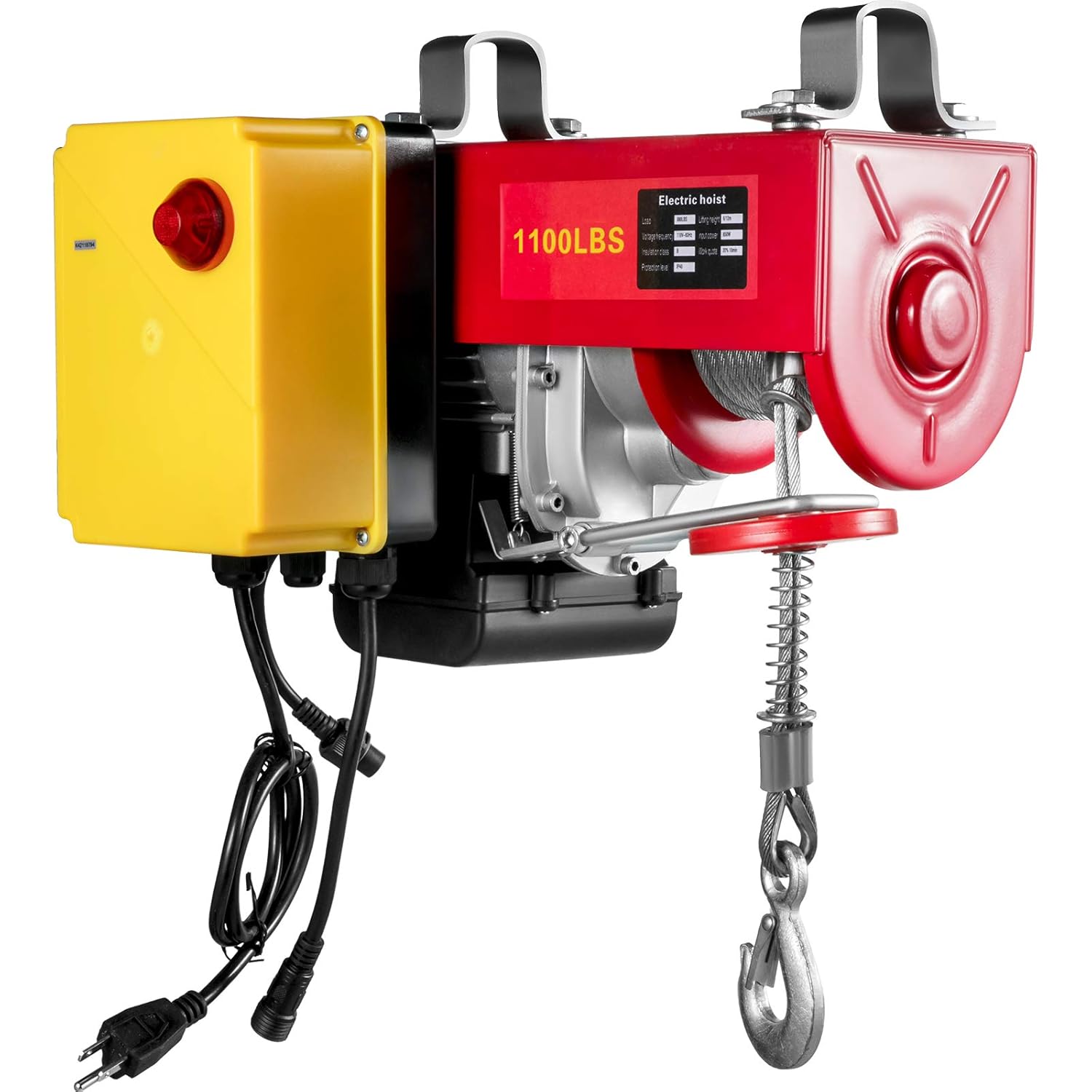 VEVOR 1100LBS Electric Hoist with Wireless Remote Control & Single/Double Slings Electric Winch, Steel Electric Lift, 110V Electric Hoist for Lifting in Factories, Warehouses, Construction Site