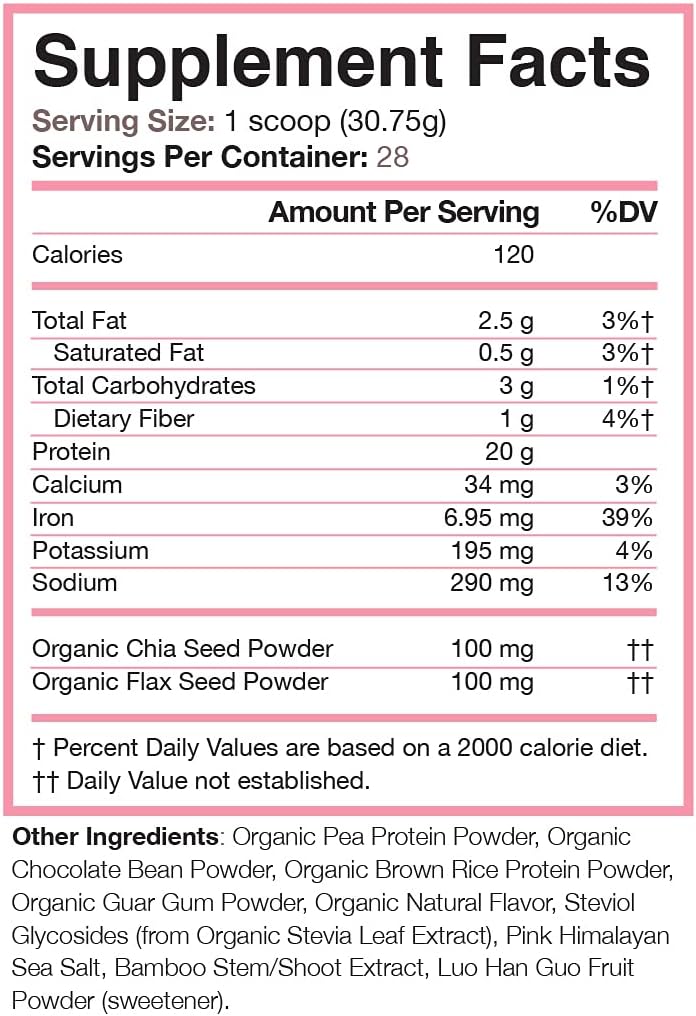 Love Sweat Fitness Organic Plant Based Protein Powder, Chocolate - 28 Servings, 20g Protein, Vegan, Gluten Free, Non-GMO Pack of 2