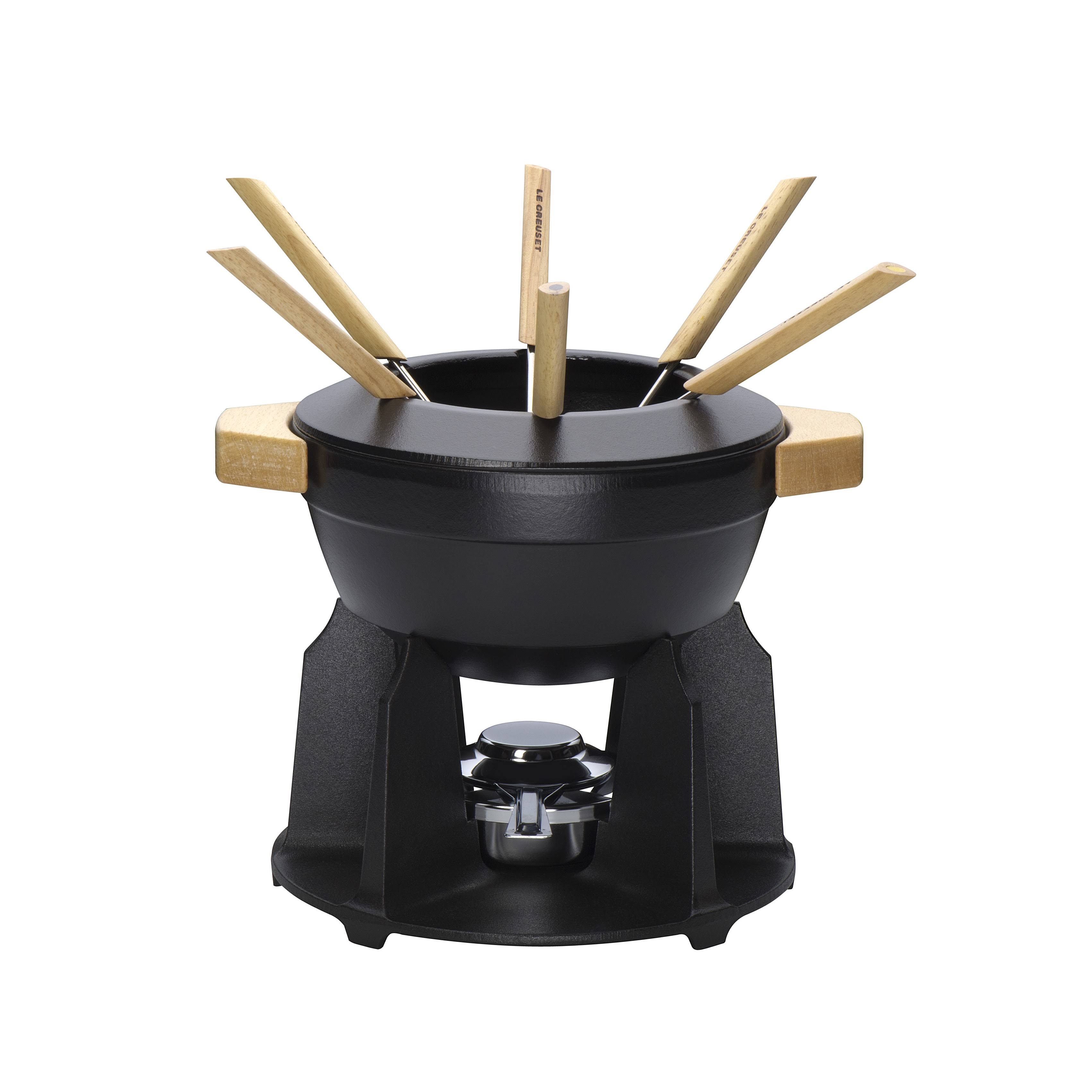 Le Creuset Set Fondue with Wood Handle 2 1/6 qt Black