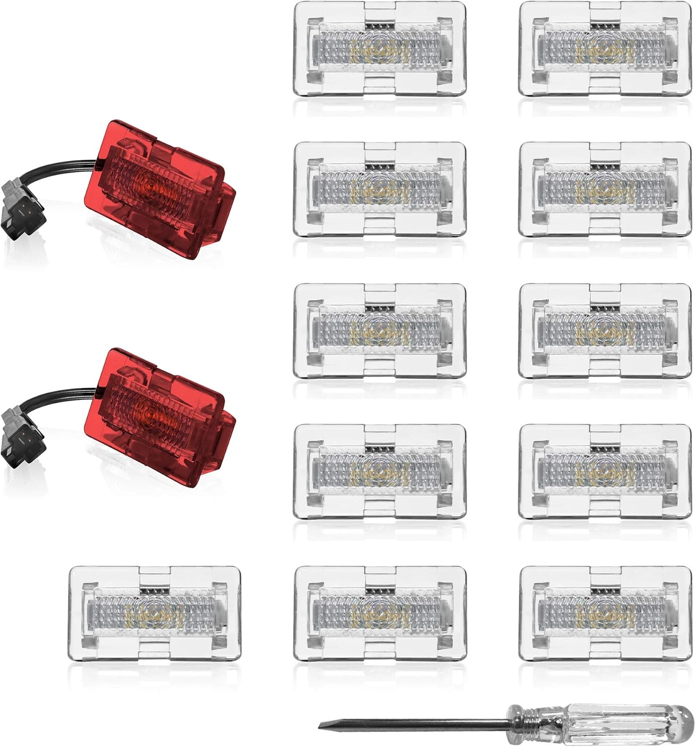 Oznium Full 13 Pieces Upgrade LED Kit for Tesla Model X with Ultra-Bright Replacement Light Bulbs - LEDs fit Trunk, Frunk, Door Puddle, Foot-Well, etc