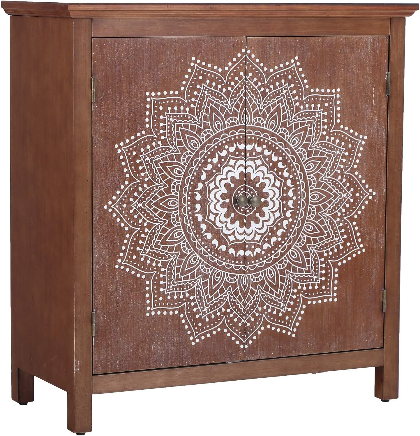 Sophia & William Accent Storage Cabinet with Wood Frame and Silver Powder-Coating MDF Doors, Modern Decorative Floor Cabinet Chest Organizer for Entryway Hallway Lvinig Room, 31.5