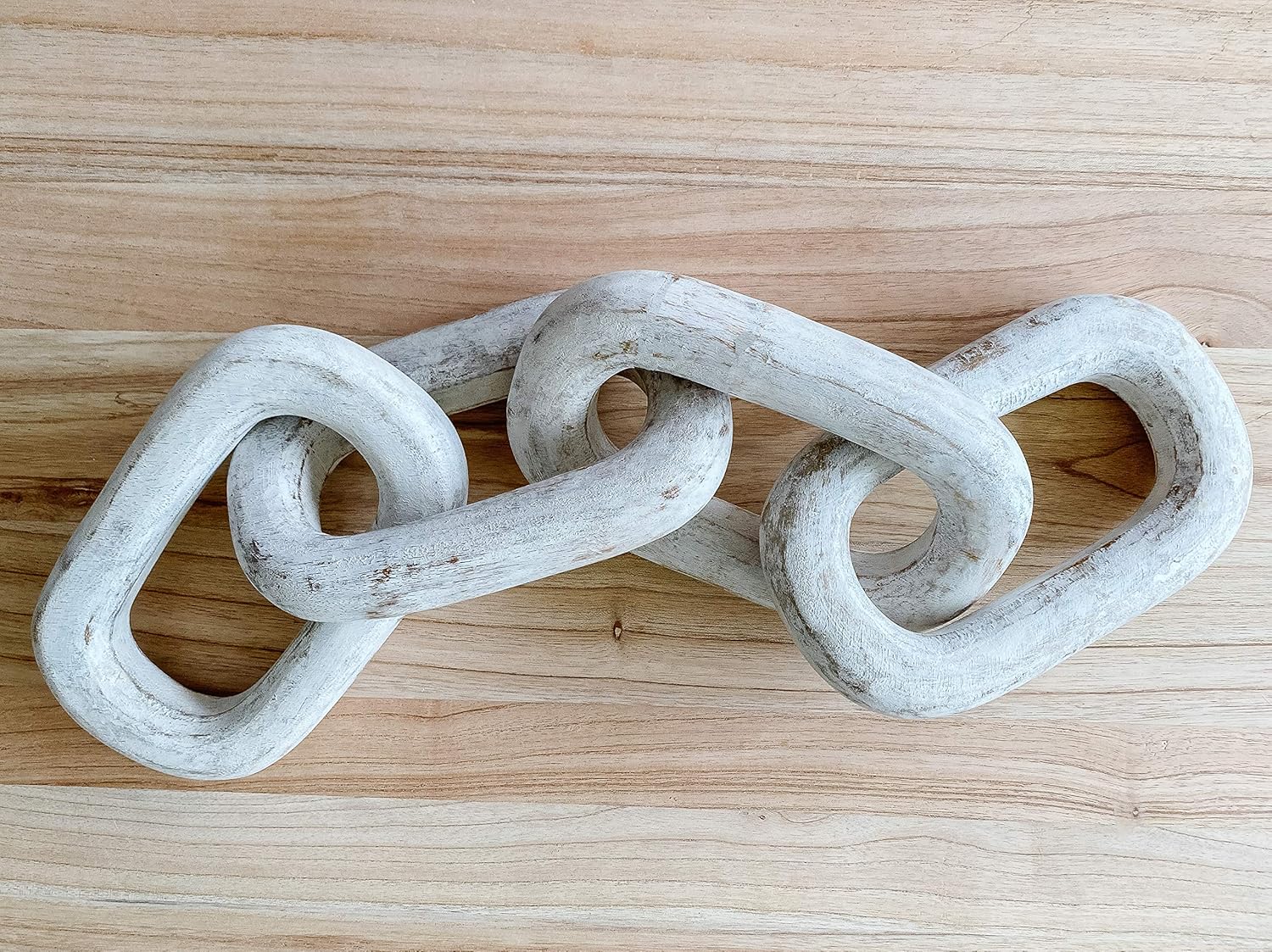 Mottled White Four Link Decorative Wooden Chain Pack of 2