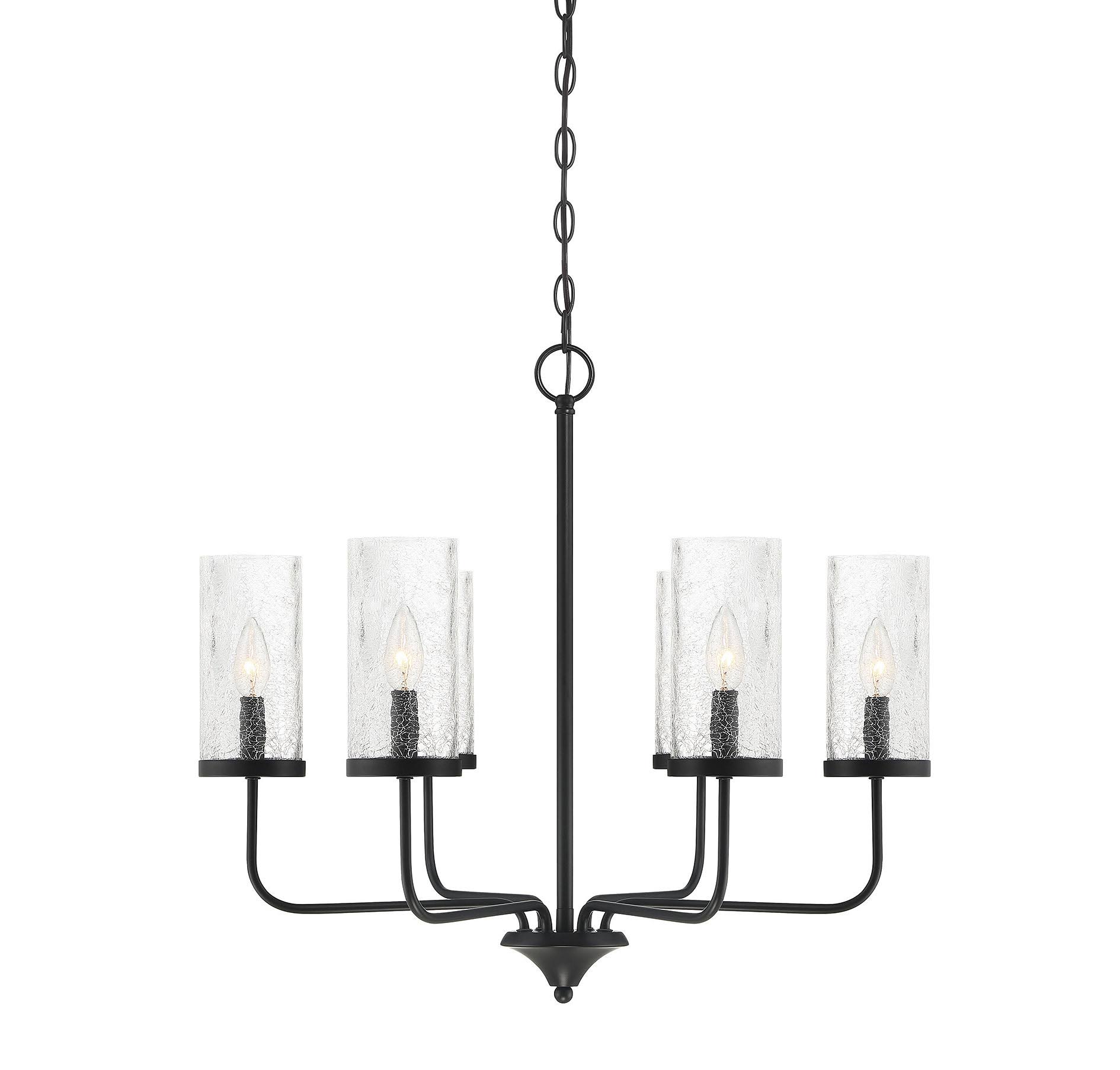 Meridian 6 Light Matte Black Chandelier (M10075MBK)