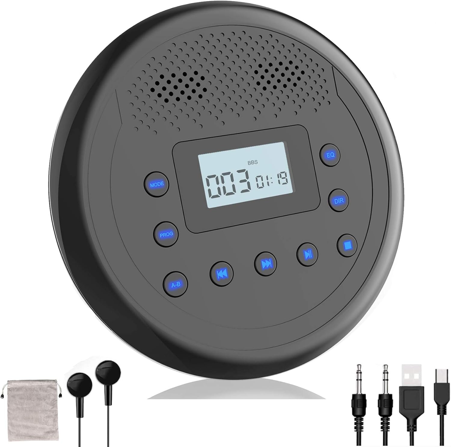 CD Player Portable, MONODEAL Rechargeable Portable CD Player with Built-in Speakers, Walkman CD Player for Car and Personal Use, Anti-Skip CD Player with Headphones Pack of 2