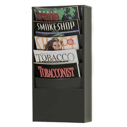 Buddy Products 5 Pocket Steel Curved Literature Wall Rack - Black