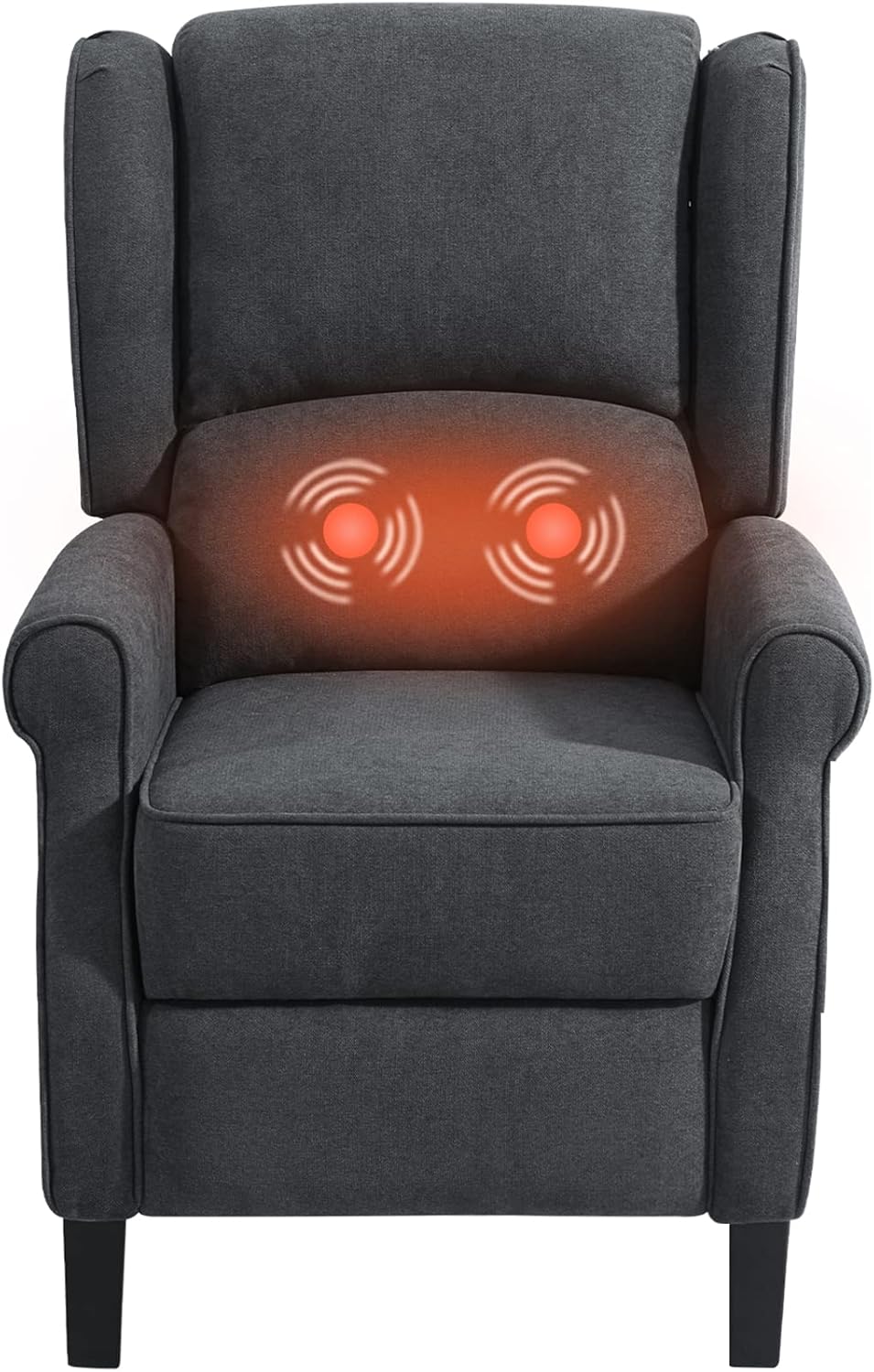 EASELAND Wingback Recliner with Multi-Modal Massage for Small Space, Fabric Push Back Recliner, Traditional Pushback Recliner, Fabric Push Back Chair, Easy Assembly (Dark Grey)