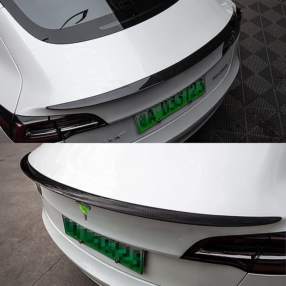 SPEEDPARK for Tesla Model 3 Tail Wing Performance Rear Spoiler Trunk Lid Lip ABS Material for 2016-2021 Accessories (Glossy Carbon Fiber Pattern) Pack of 2