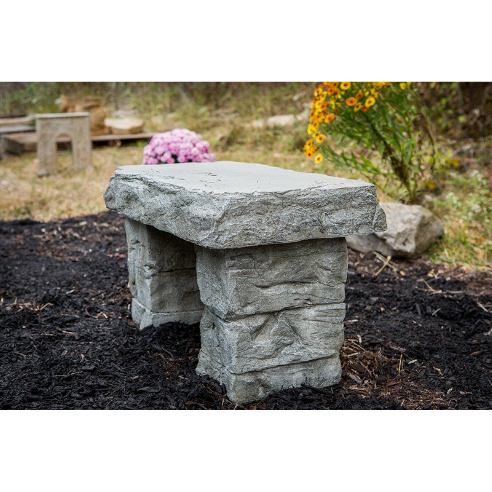 Athena Garden Stone Cast Granite 2-ft. Backless Bench