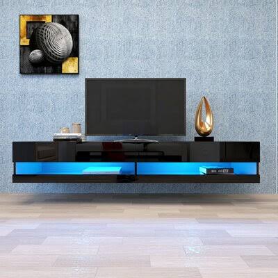 Floating TV Stands,Wall Mount TV Stands,Wall Mounted Media Consoles,Hanging TV Consoles Brayden Studio Color: Black